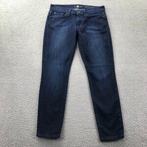 7FAM Womens Size 27 Gwenevere Dark Wash Low Rise Skinny Jeans *HEMMED 27" Inseam